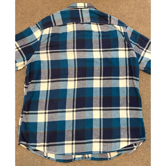 American Eagle Shirt Mens 2XL Heritage Flannel Blue Plaid Long Sleeve Button Up - Picture 2 of 8